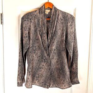 Vintage Lord & Taylor Snakeskin Print Silk Double Breasted Blouse